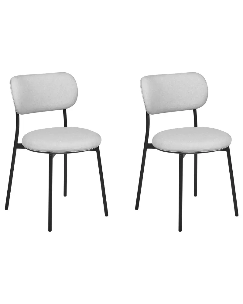 Set 2 Fabric Dining Chairs Grey CASEY