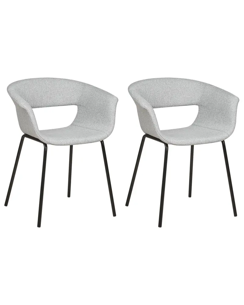 Set 2 Fabric Dining Chairs Grey ELMA