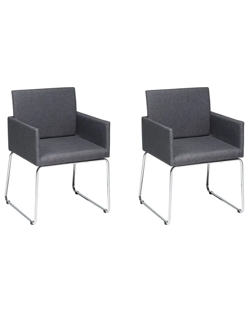 Set 2 Fabric Dining Chairs Grey GOMEZ