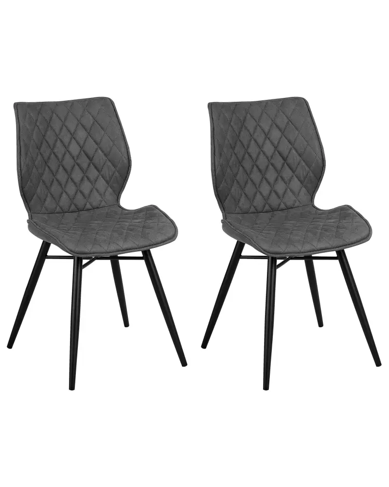 Set 2 Fabric Dining Chairs Grey LISLE