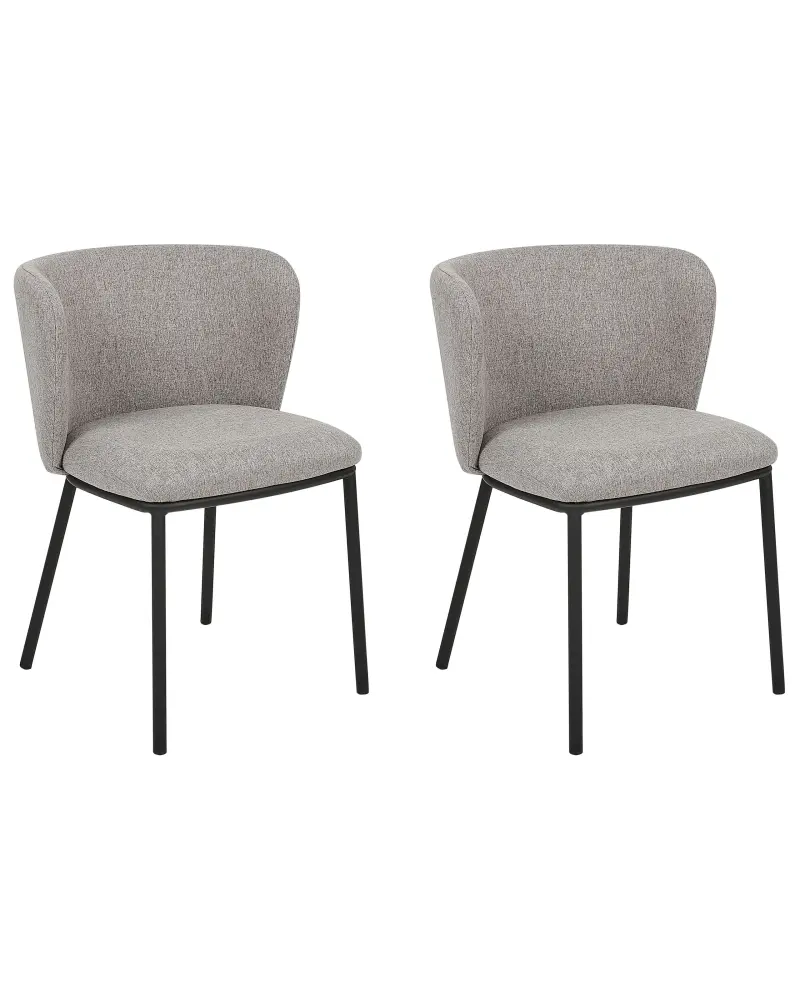 Set 2 Fabric Dining Chairs Grey MINA
