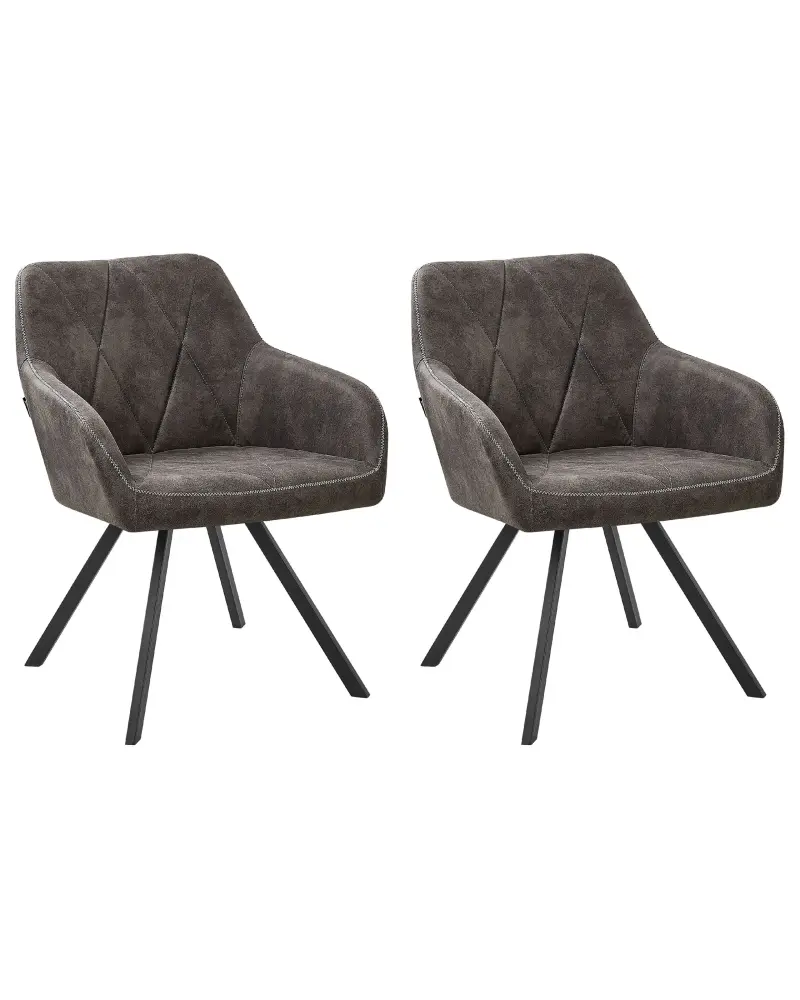 Set 2 Fabric Dining Chairs Grey MONEE