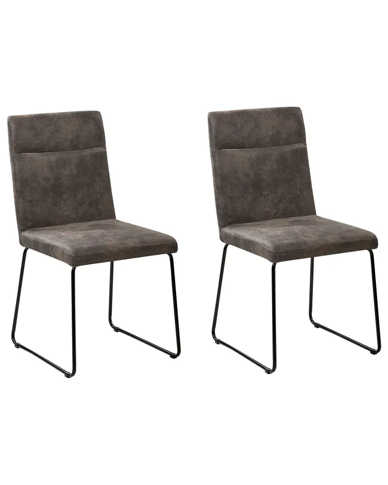 Set 2 Fabric Dining Chairs Grey NEVADA