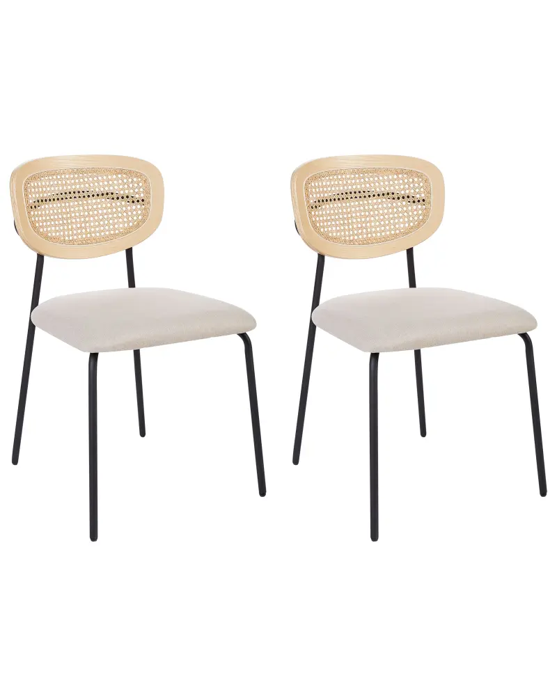 Set 2 Fabric Dining Chairs Light Beige MAYETTA