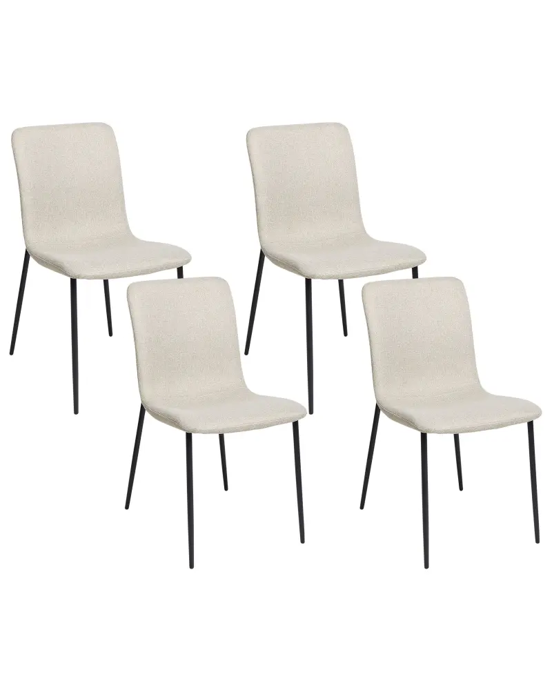 Set 4 Fabric Dining Chairs Light Beige GLENDIVE
