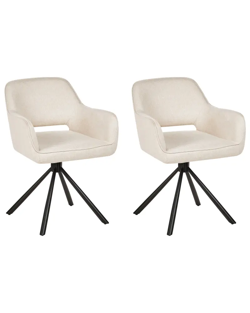 Set 2 Fabric Dining Chairs Light Beige LOURES