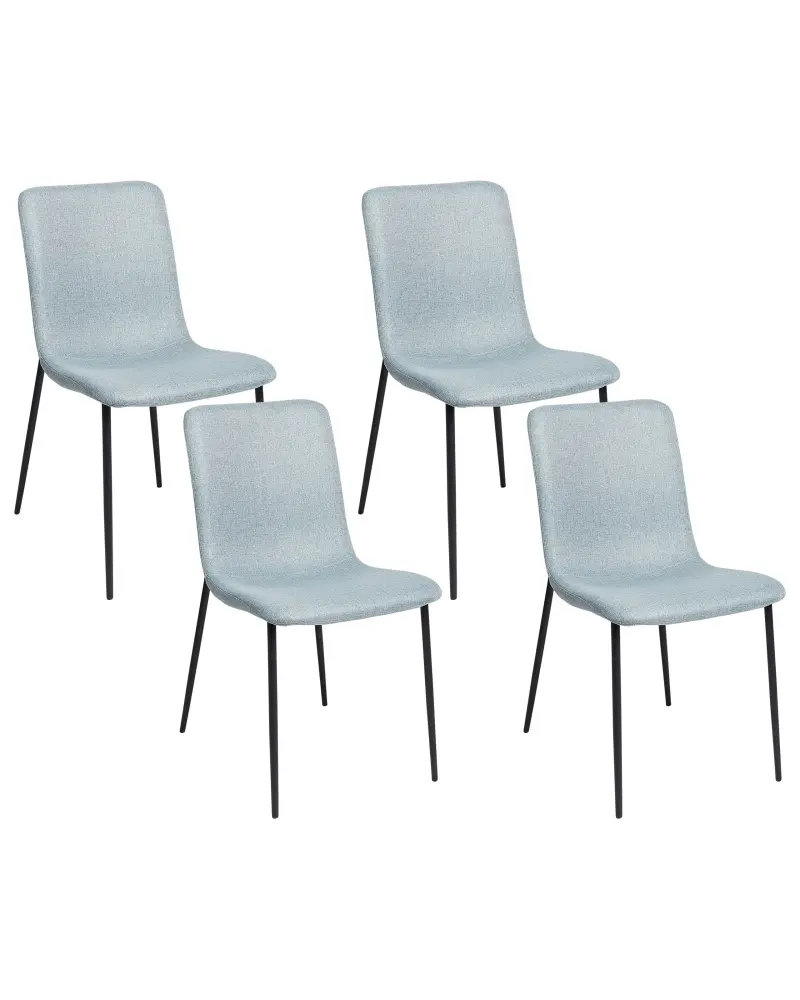 Set 4 Fabric Dining Chairs Light Blue GLENDIVE