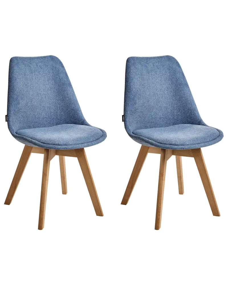 Set 2 Fabric Dining Chairs Light Blue DAKOTA II