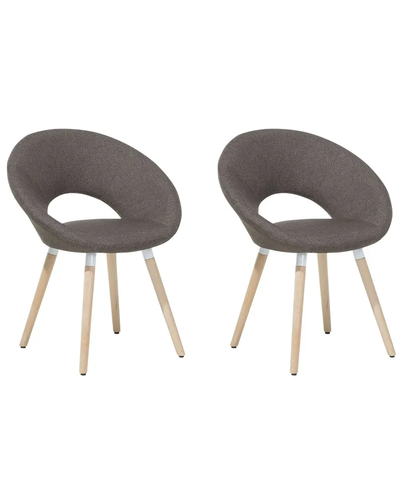 Set 2 Fabric Dining Chairs Light Brown ROSLYN
