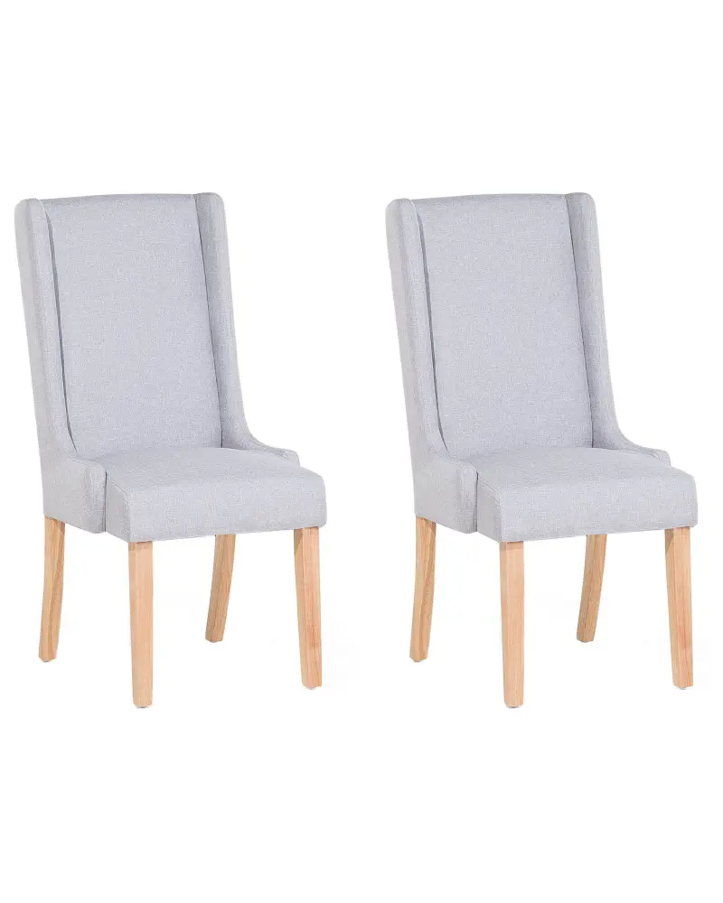 Set 2 Fabric Dining Chairs Light Grey CHAMBERS