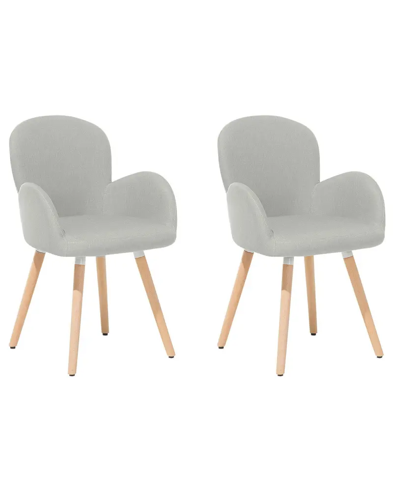 Set 2 Fabric Dining Chairs Light Grey BROOKVILLE