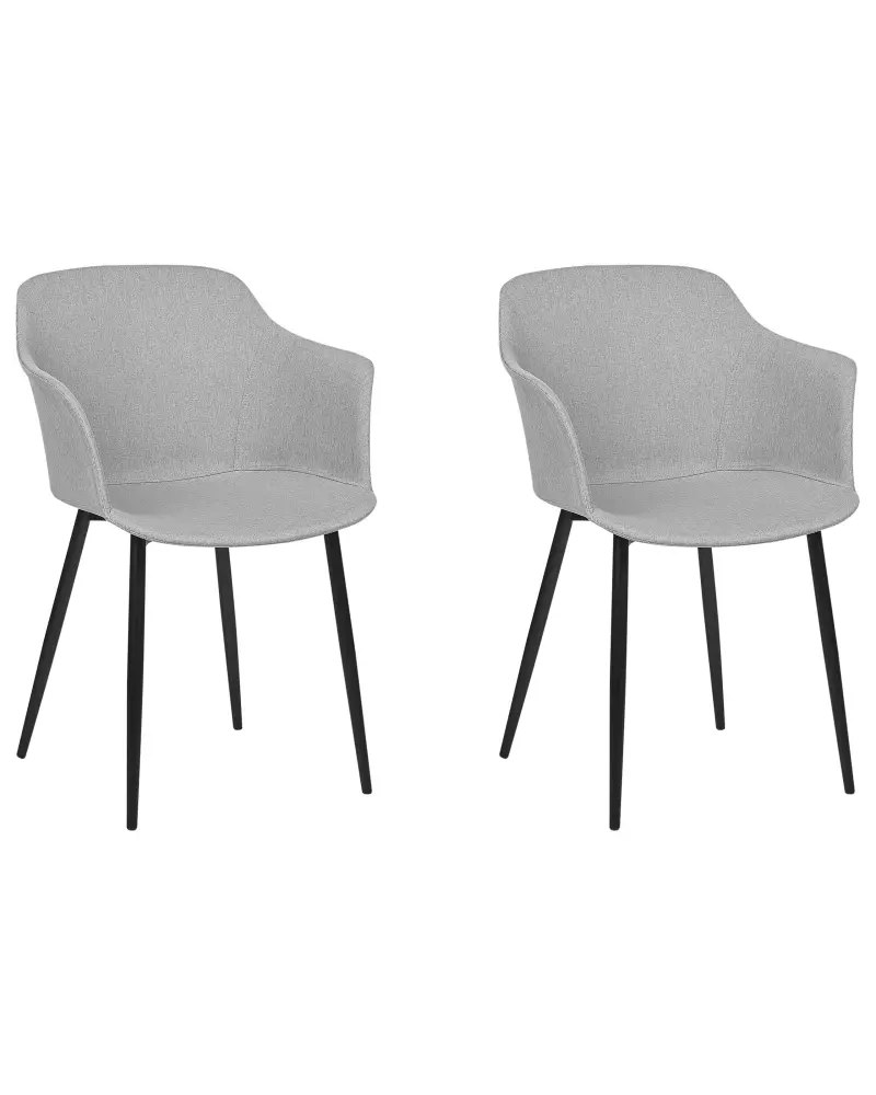 Set 2 Fabric Dining Chairs Light Grey ELIM