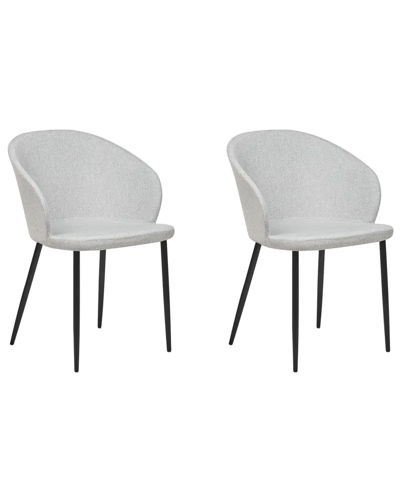 Set 2 Fabric Dining Chairs Light Grey MASON