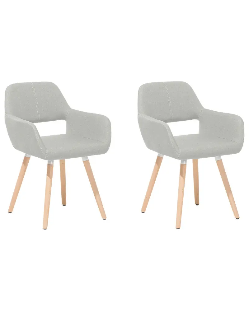 Set 2 Fabric Dining Chairs Light Grey CHICAGO