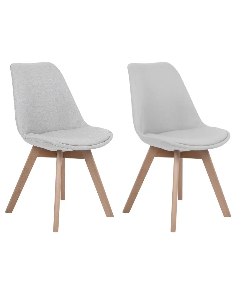 Set 2 Fabric Dining Chairs Light Grey DAKOTA II