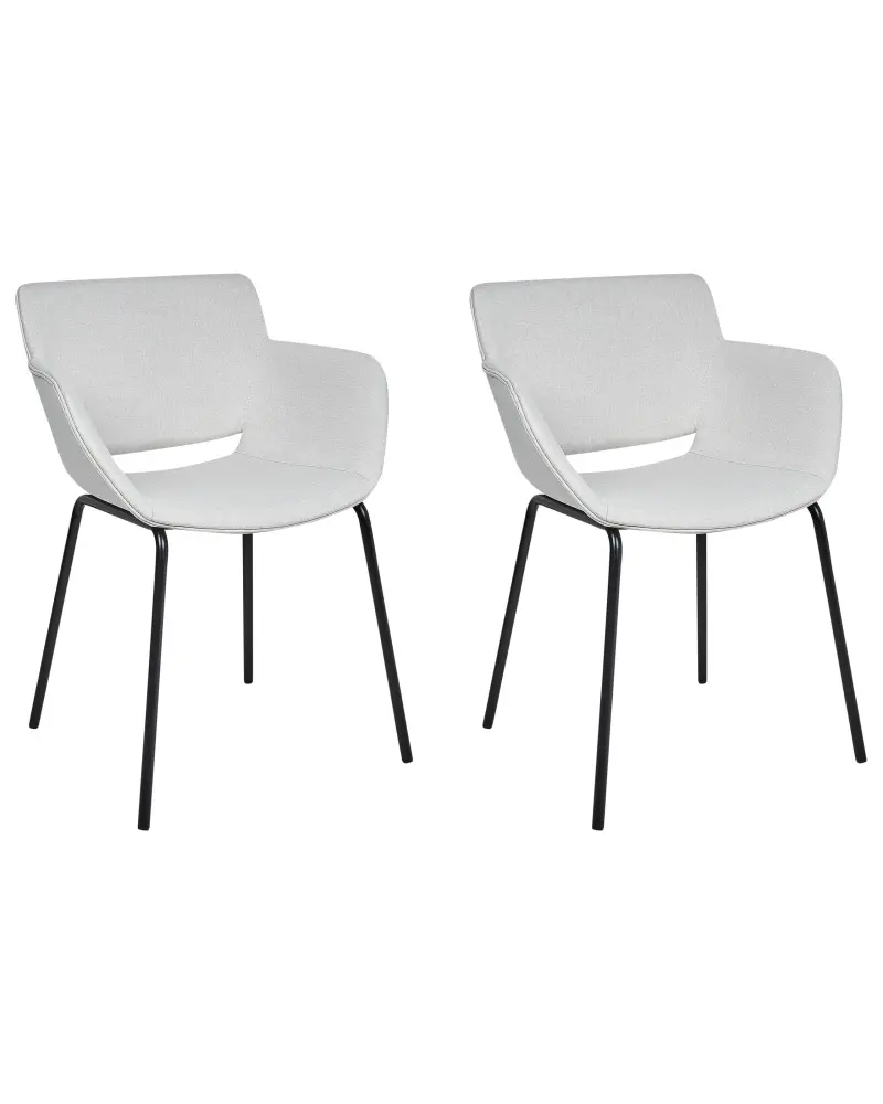 Set 2 Fabric Dining Chairs Light Grey AXTEL