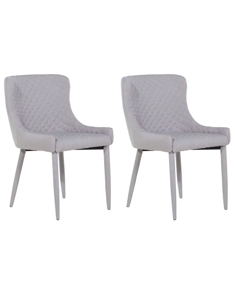 Set 2 Fabric Dining Chairs Light Grey SOLANO