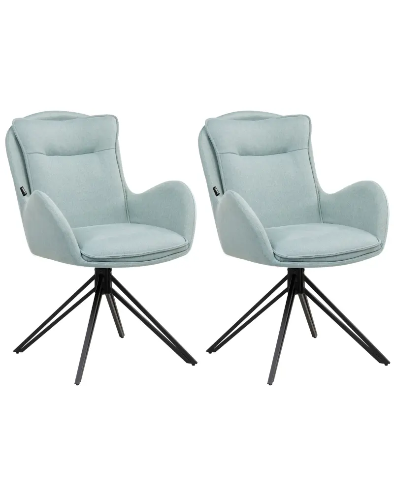 Set 2 Fabric Dining Chairs Mint Green AVELAR