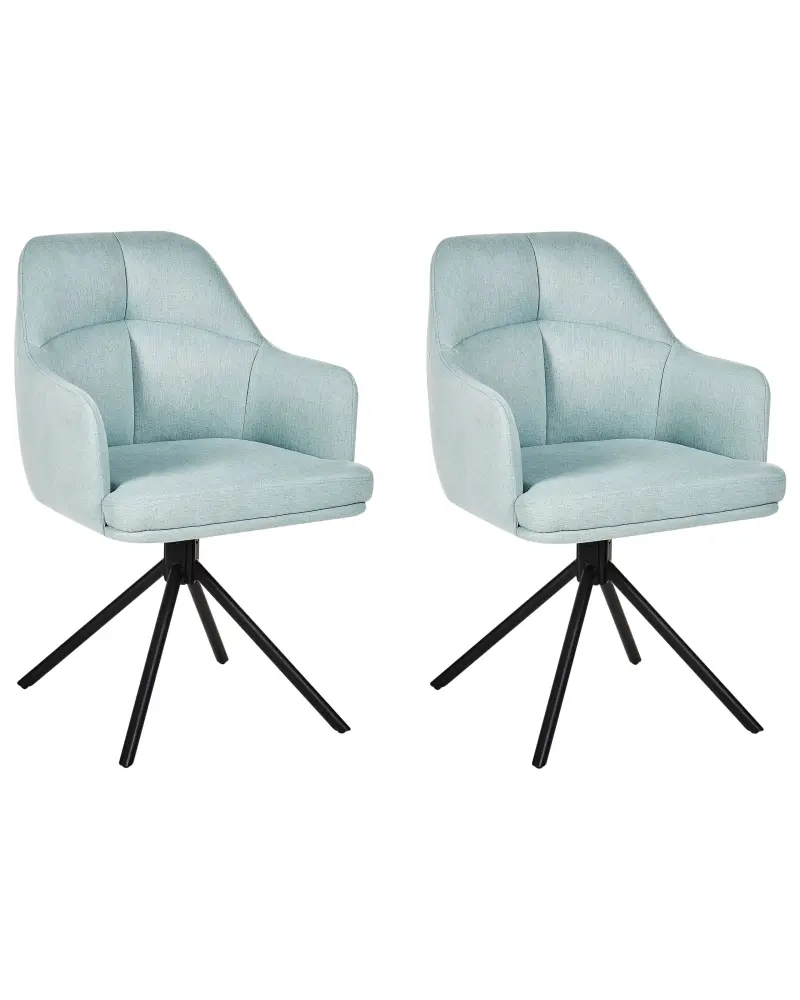 Set 2 Fabric Dining Chairs Mint Green MIRA