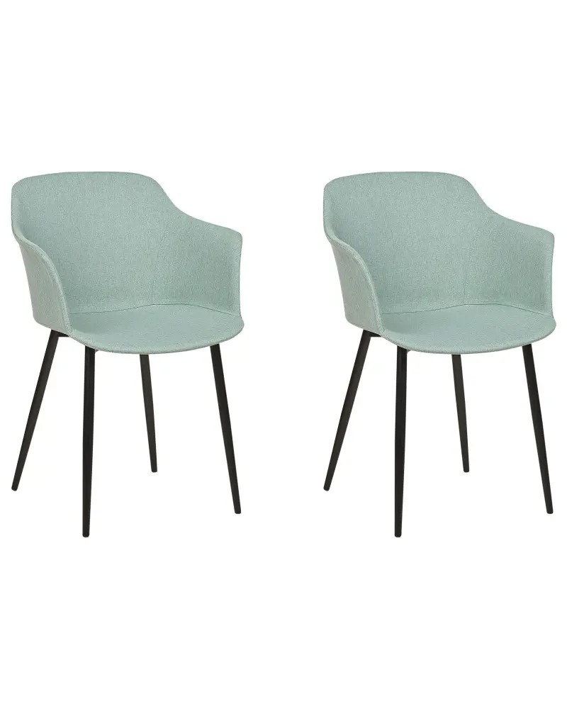 Set 2 Fabric Dining Chairs Mint Green ELIM