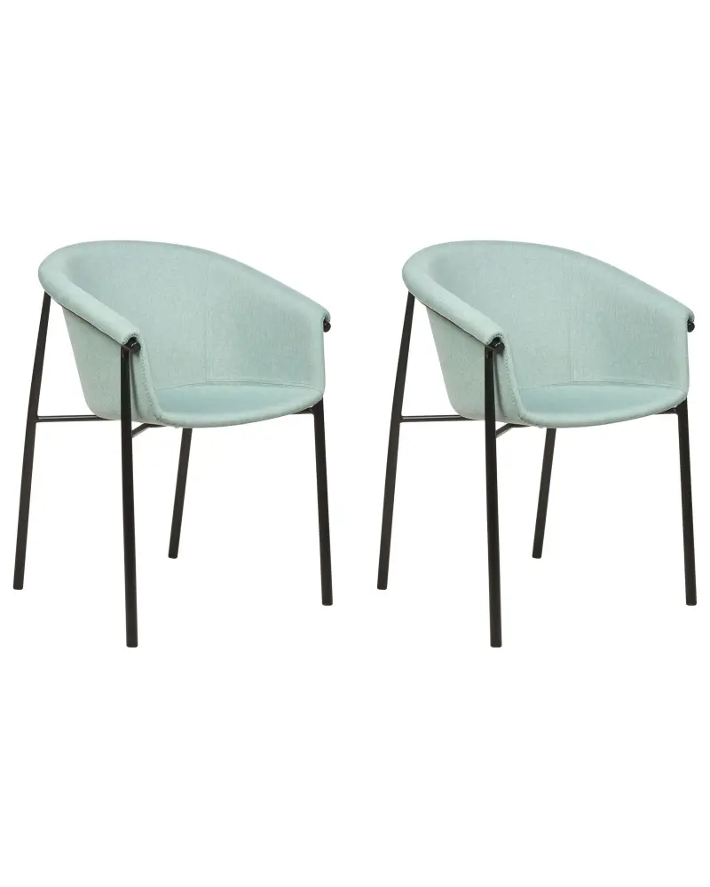 Set 2 Fabric Dining Chairs Mint Green AMES