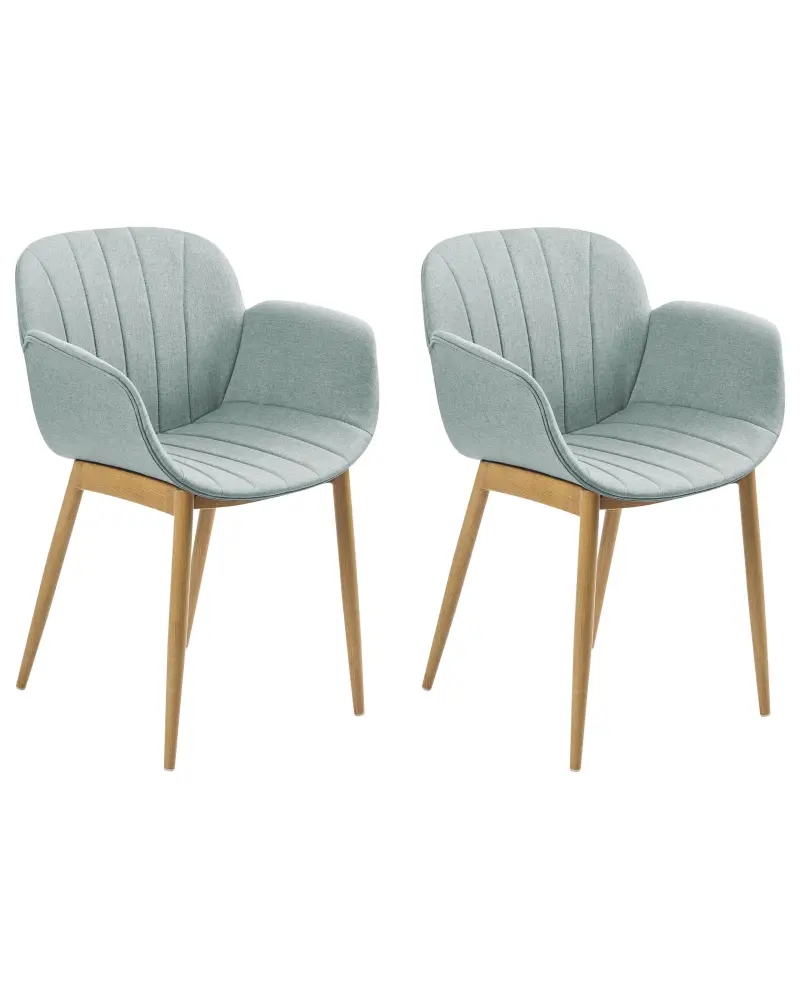 Set 2 Fabric Dining Chairs Mint Green ALICE