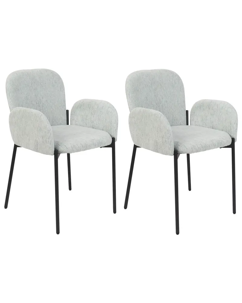Set 2 Fabric Dining Chairs Mint Green ALBEE