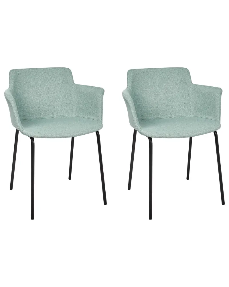 Set 2 Fabric Dining Chairs Mint Green BELFIELD