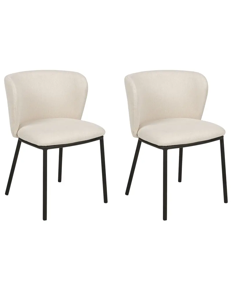 Set 2 Fabric Dining Chairs Off-White MINA