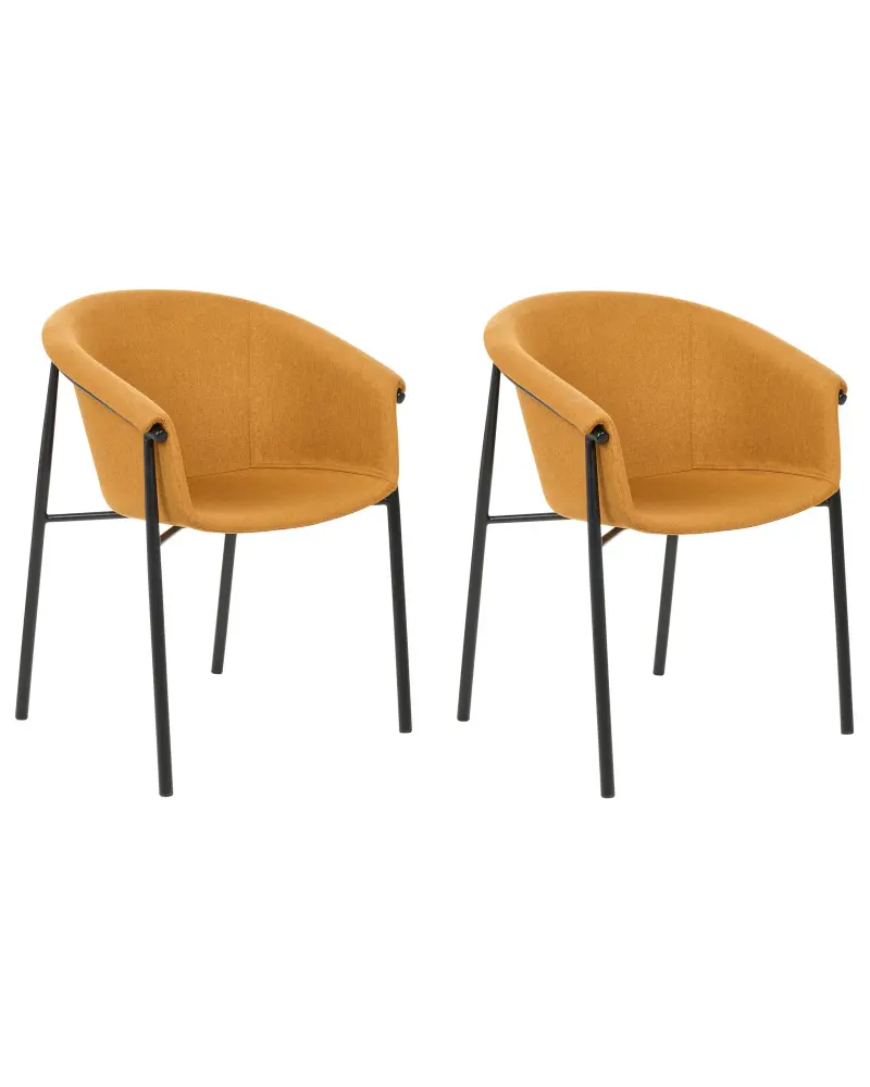 Set 2 Fabric Dining Chairs Orange AMES