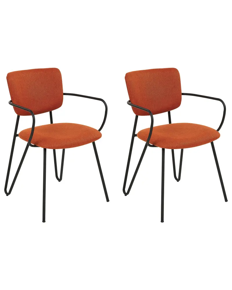 Set 2 Fabric Dining Chairs Orange ELKO