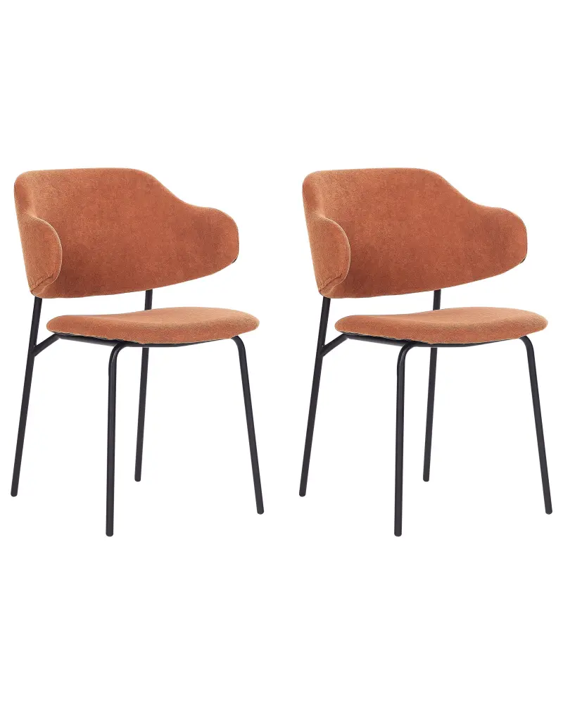 Set 2 Fabric Dining Chairs Orange KENAI