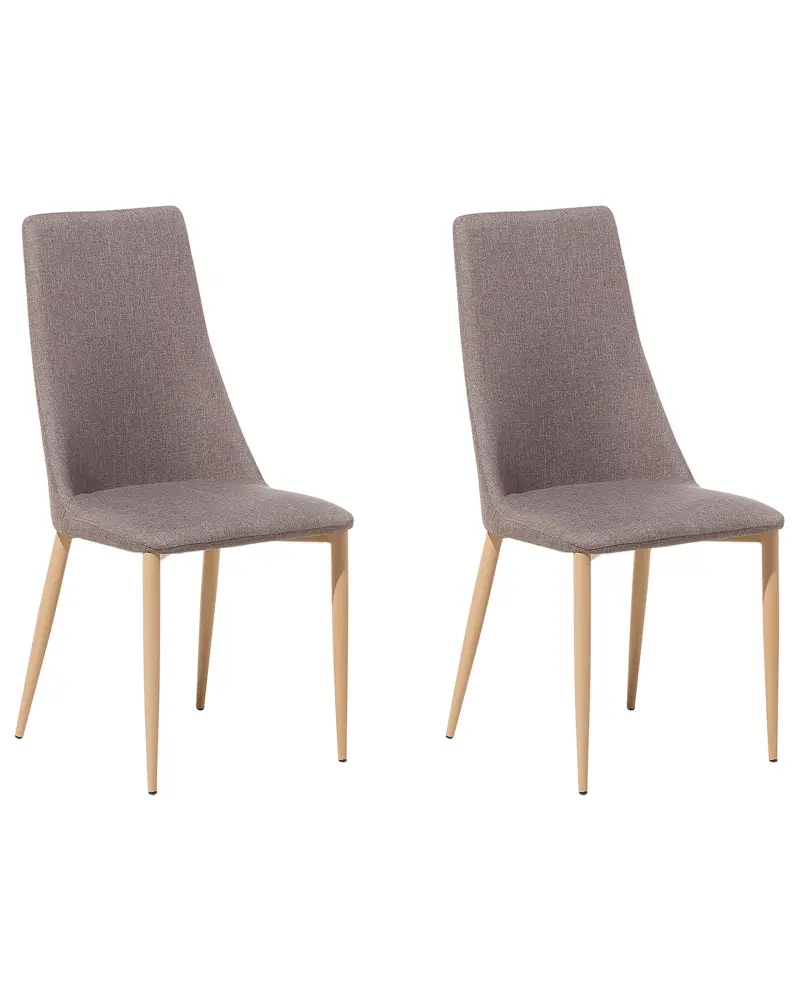 Set 2 Fabric Dining Chairs Taupe Beige CLAYTON