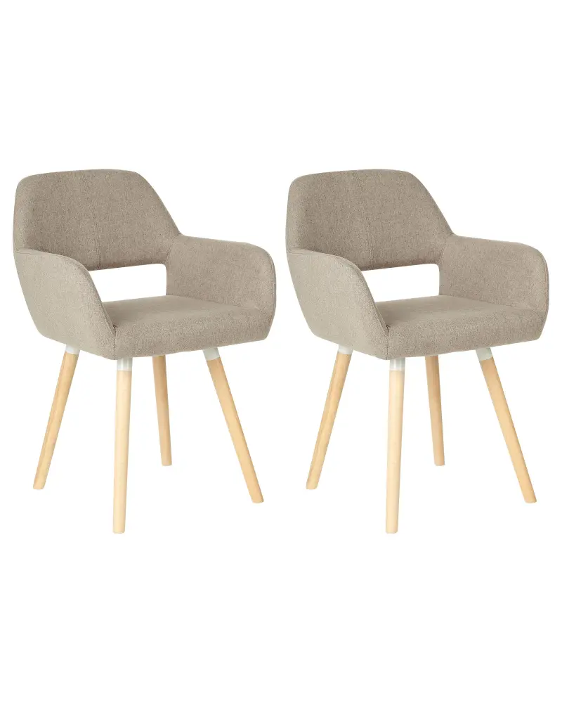 Set 2 Fabric Dining Chairs Taupe CHICAGO