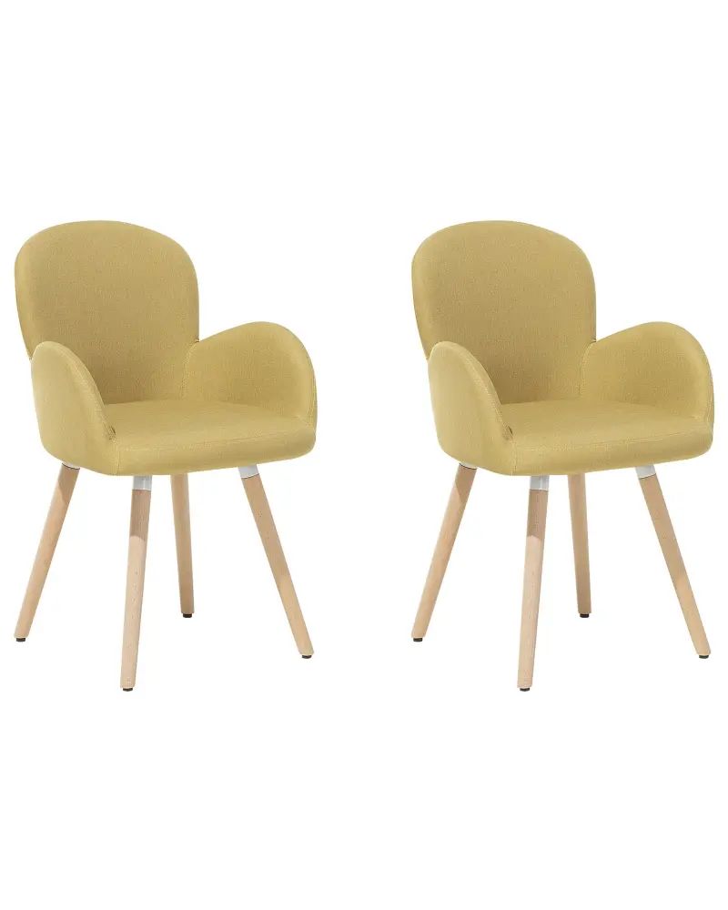 Set 2 Fabric Dining Chairs Yellow BROOKVILLE