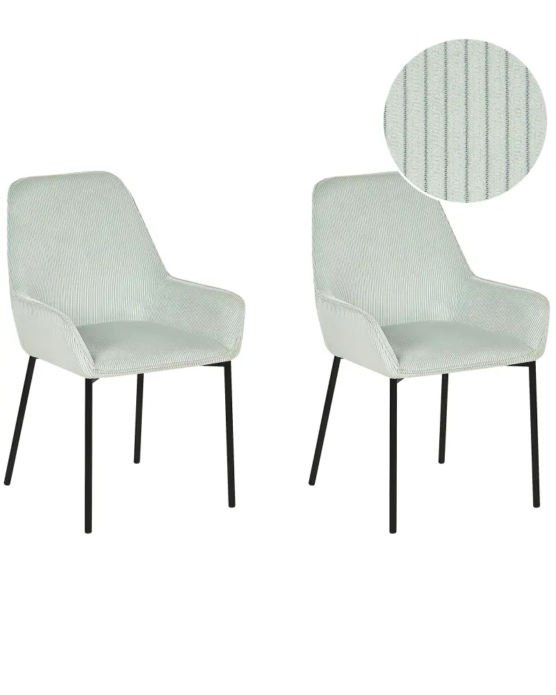 Set 2 Jumbo Cord Dining Chairs Mint Green LOVERNA