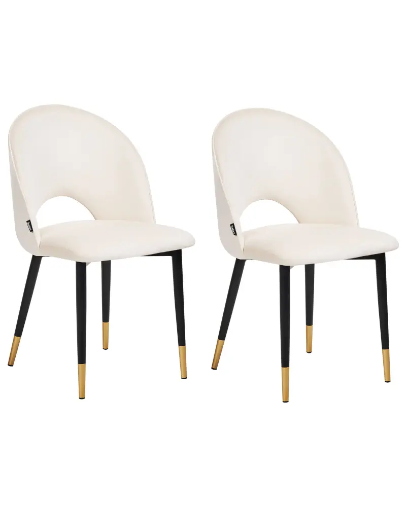 Set 2 Velvet Dining Chairs Beige MAGALIA