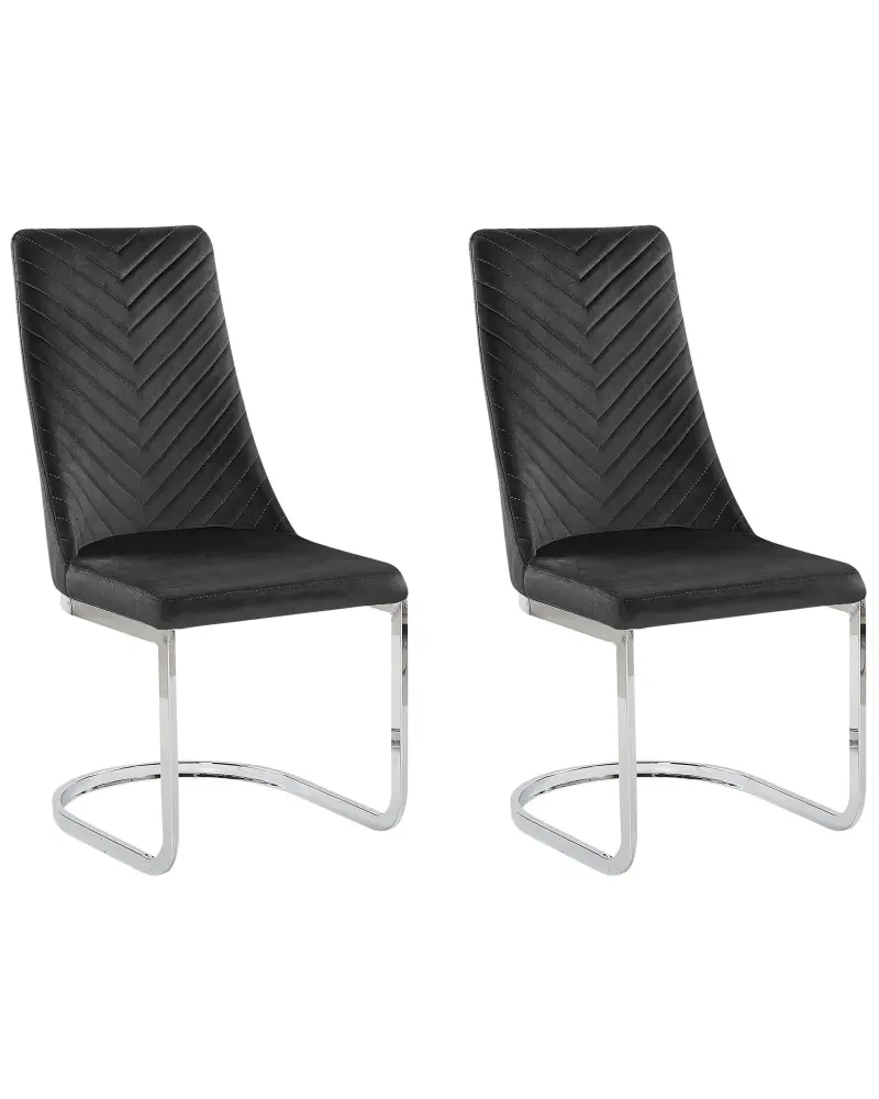 Set 2 Velvet Dining Chairs Black ALTOONA