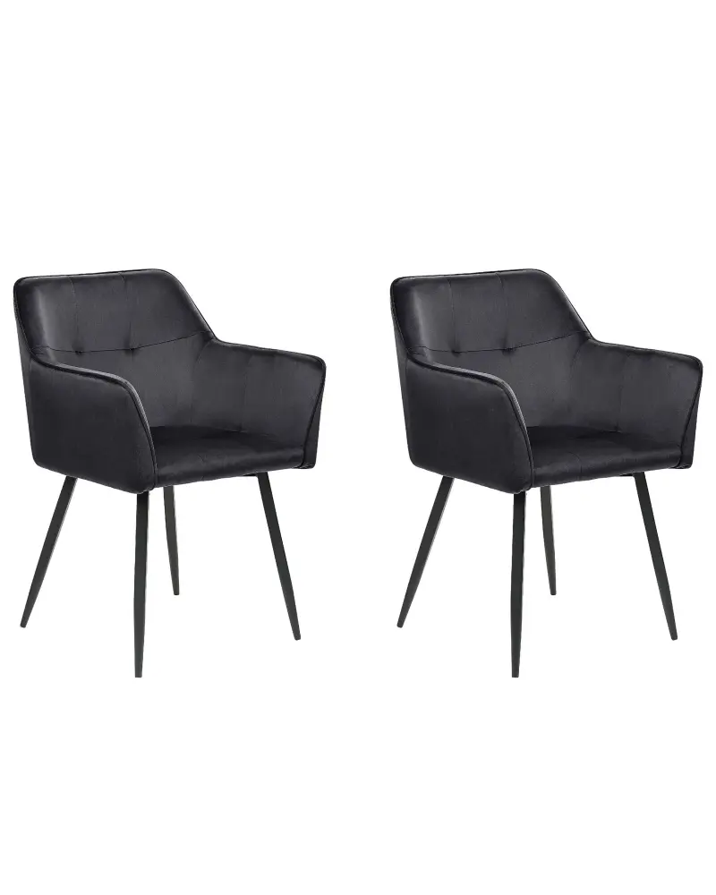 Set 2 Velvet Dining Chairs Black JASMIN