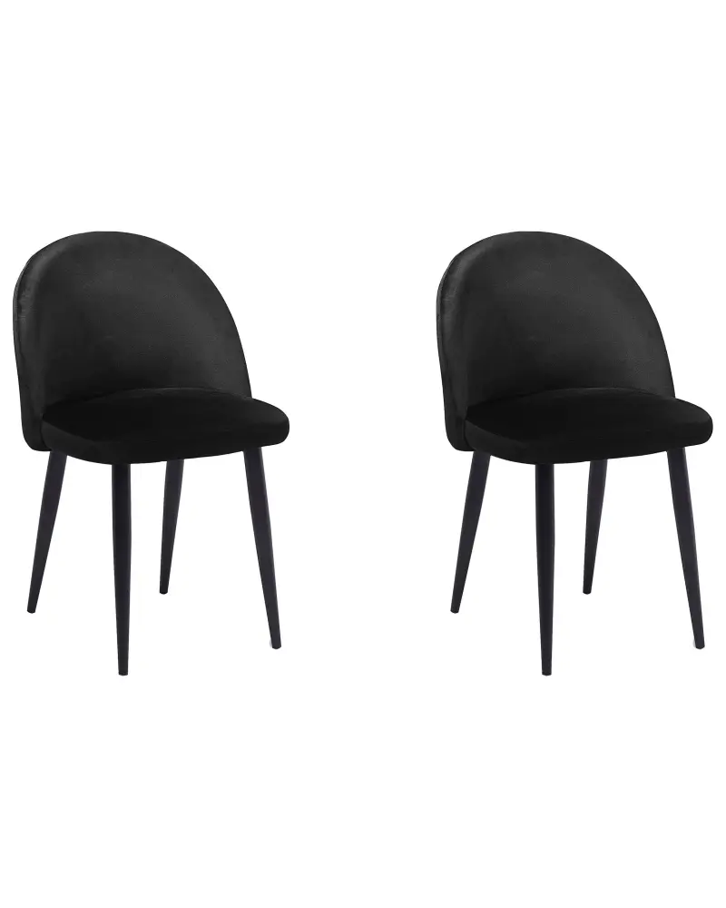 Set 2 Velvet Dining Chairs Black VISALIA