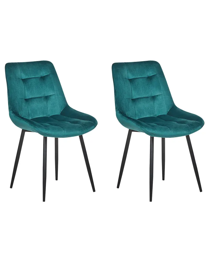 Set 2 Velvet Dining Chairs Blue MELROSE