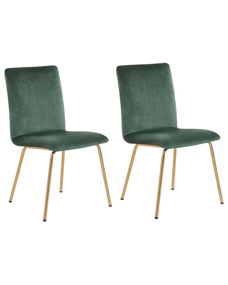 Set 2 Velvet Dining Chairs Emerald Green RUBIO
