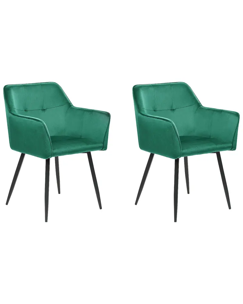 Set 2 Velvet Dining Chairs Emerald Green JASMIN