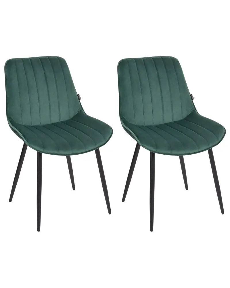 Set 2 Velvet Dining Chairs Emerald Green DUBROVNIK
