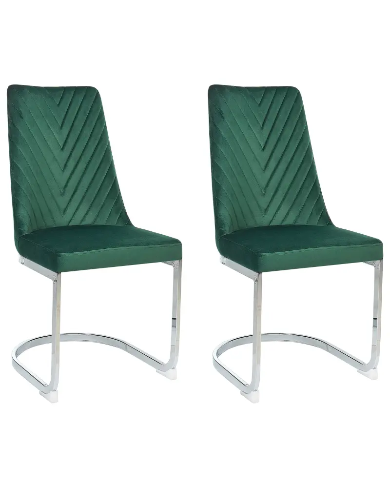 Set 2 Velvet Dining Chairs Green ALTOONA