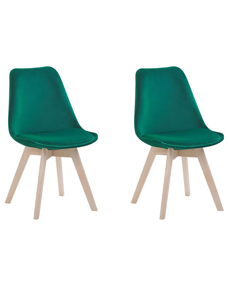 Set 2 Velvet Dining Chairs Green DAKOTA II