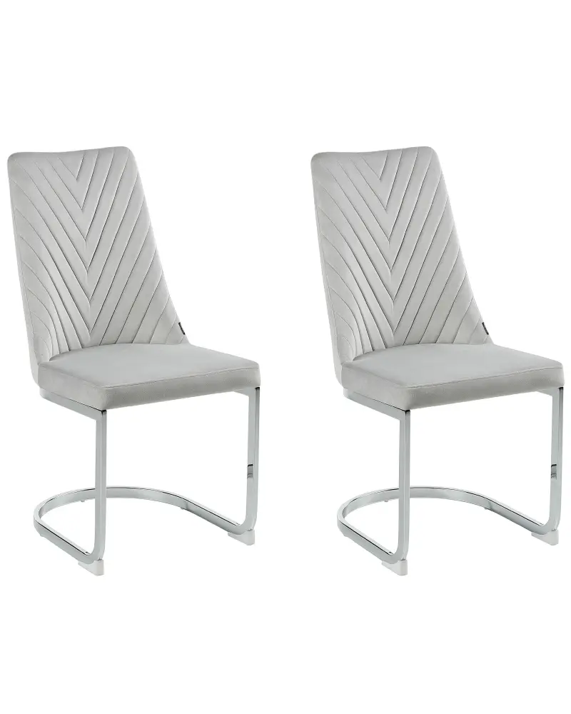 Set 2 Velvet Dining Chairs Grey ALTOONA