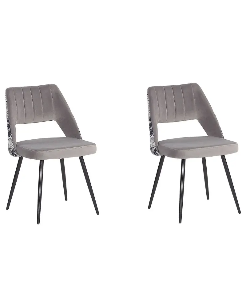 Set 2 Velvet Dining Chairs Grey ANSLEY