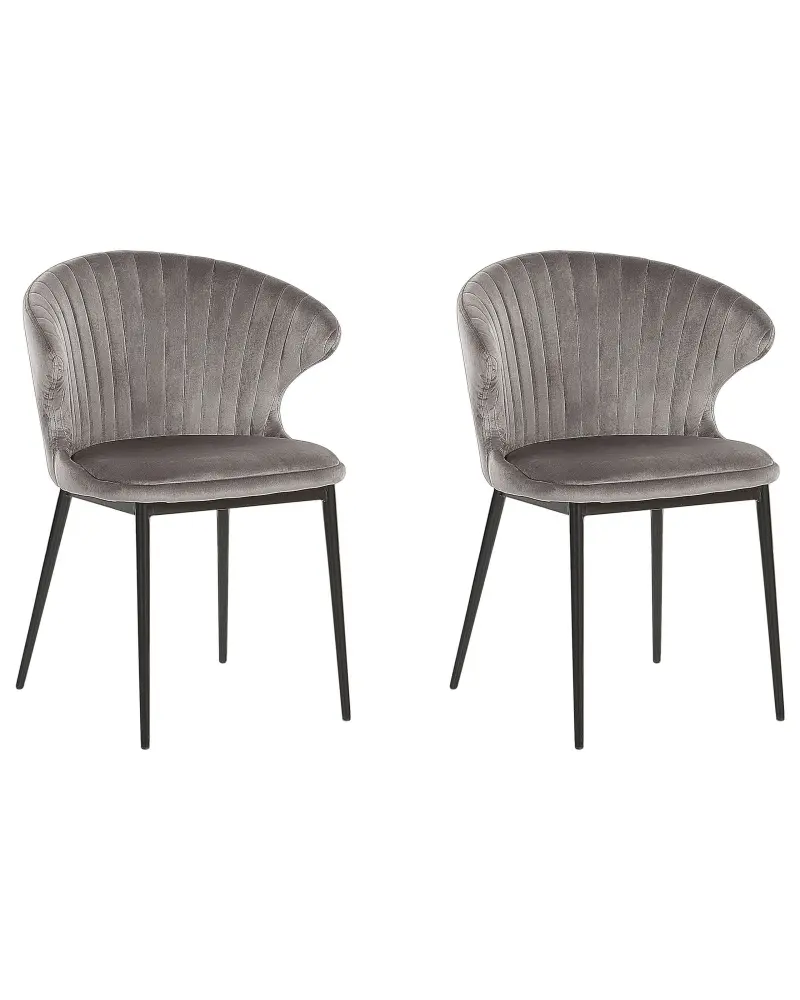 Set 2 Velvet Dining Chairs Grey AUGUSTA