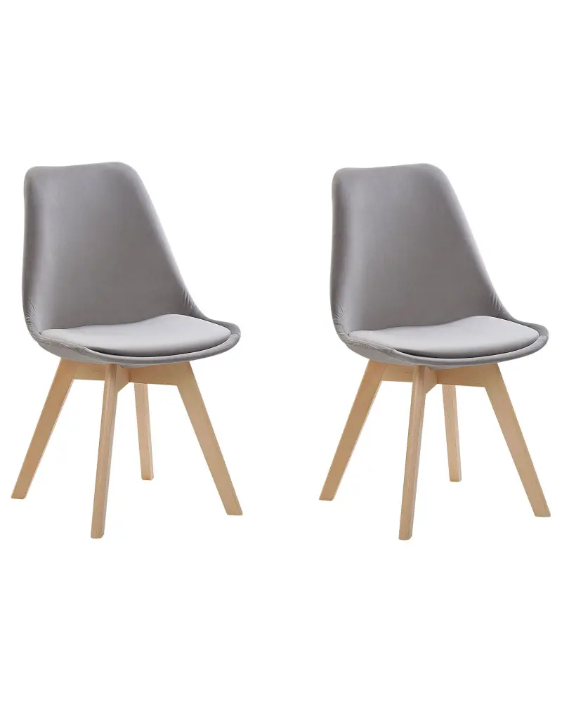Set 2 Velvet Dining Chairs Grey DAKOTA II